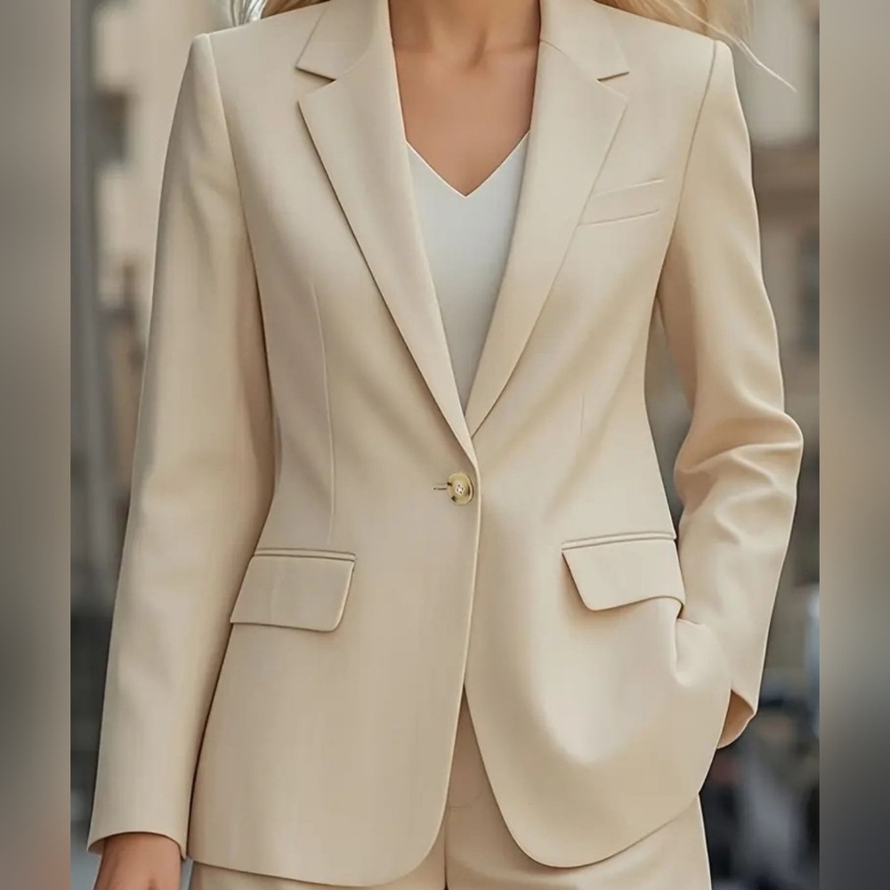 Cream Single Button Blazer